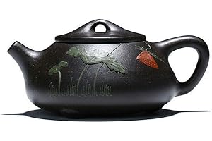 Yxhupot Teiera cinese da 226,8 g in argilla nera Zisha Shipiao Pot infusori tè sfuso (fiore in rilievo)