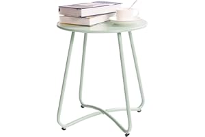 HollyHOME Stolik pomocniczy na patio, okrągły, ogrodowy, mały, stolik kawowy, metalowy, do salonu, ogrodu, na balkon, na zewnątrz, morski