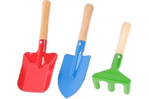 Aoibeely Attrezzi da Giardino per Bambini, Mini con Paletta, Vanga, Rastrello, Set da Giardino Colorato, Giocattolo da Giardino, per Bambini e Adulti (3 Pezzi)