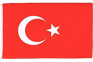 AZ FLAG - Bandera Turquía - 150x90 cm - Bandera Turca 100% Poliéster Con Ojales de Metal integrados - 110g - Colores Vivos Y Resistente A La Decoloración