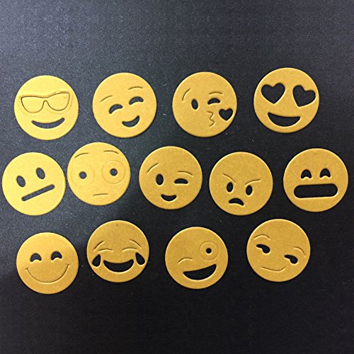 Amazingdeal365 13PCS Emoji Metall Form Schablonen Schneiden DIY Dekor Sammelalbum Karten Buchzeichen Lesezeichen als Geschenk für Freunde Geburtstag Kinder,Kindergarten Hobby Schule Handarbeit Unterricht usw. Ein tolles Geschenk! - 7