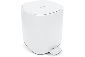 Yourcasa Bathroom bin 5L with lid [Softclose] - Stylish Design - Bedroom small and slim toilet trash can with pedal [Non Slip] sanitary cosmetic dustbin - toilet trashcan waste rubbish trash (White)