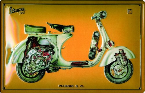 Preisvergleich Produktbild Schild Alu Artdeco Vespa 125 300x200mm