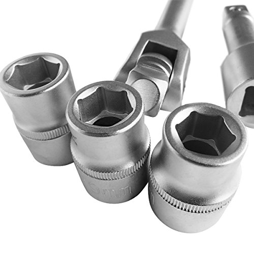 S&R Steckgriff SET 3/4″ 600 mm, Ø 20 mm mit Nüsse 17″,19″,21″: Kraft-Gelenkgriff 3/4″ mit Verlängerung und 3 Steckeinsätze 17″, 19″, 21″ ; Steck-Drehgriff Schiebegriff 600mm, Extra Belastbar – Ø 20 mm, Bruchfest, mattiert, INDUSTRIE QUALITÄT - 6