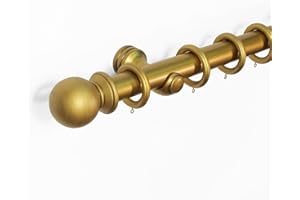 Kestral Verona 50mm Wooden Curtain Poles Fixed Length Curtain Poles Beautiful Finials Curtain Pole Gold, Classic 150 cm