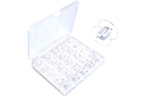 CHSYOO 25 x máquina de Coser de plástico Transparente bobinas bobinas con Caja de Almacenamiento para Brother Janome Singer Elna Babylock Kenmore