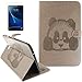 Produktbild Samsung Galaxy Tab E 9.6/T560/T561(2015) Smart Case Hülle mit Panzerglas,ISENPENK Original Flip Bookstyle samrt cover Wasserdicht Shockproof Anti Slip Protection Stoßfest Leather Case mit Standfunktion,3D Panda Muster Pattern Wallet Case mit Intern Karte Schlitz,Outdoor Stoßdämpfend Smart Case Sleep/Wake Funktion Luxus Wallet Tasche Schutzhülle Leathertasche für Samsung Galaxy Tab E 9.6/T560/T561(2015) 9.6Zoll[grau]+Panzerglas/Schutzfoile/Scutzglas