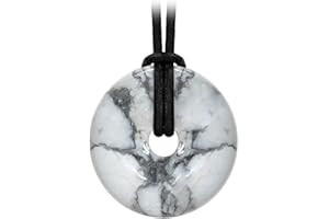 KALTNER PRÄSENTE Regali Kaltner in pelle collana con ciondolo a forma di ciambella con pietre (diametro 40 mm) Magnesit