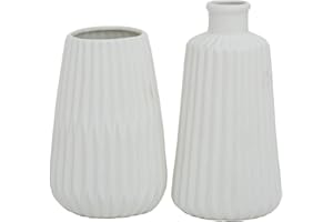 Boltze Zestaw wazonów Esko 2-częściowy (biały matowy, wazony na kwiaty z ceramiki, Ø ok. 8,5 cm, dekoracja do wnętrz, bez kwiatów, styl skandynawski) 5549600