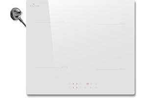 White Induction Hob Plug in DELITEER, 2800W Electric Hob 13amp, 60cm Induction Hob 4 Burners Built in, Touch Contol with Safety Lock, Timer, 220V