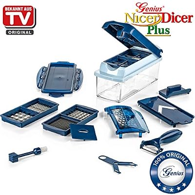 Genius Nicer Dicer Plus | 14 pièces | Couper | Râper | hobeln | Cubes | de fruits et légumes | connu en TV | neuf