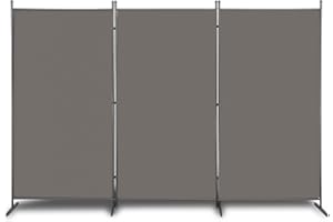 Bonnlo Raumteiler Paravent innen, 3-Teilig 180X261 cm Balkon Sichtschutz Stellwand, Paravent Outdoor wetterfest, Raumteiler Trennwand (Grau)