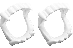 WEITAPYT 2 Stück Vampir Zähne für Kinder Kunststoff Vampirzähne Weiß Vampirgebiss für Halloween Einheitsgröße Ideal für Fasching & Karneval Party Masquerade Parteien Dracula Kostüm Accessoire (Weiß)