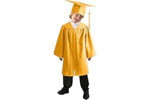 JiJiRuDU Abito da Laureato Set Toga Laurea Per Bambini Asilo Costumi Laurea e Tocco Cappello Laurea Costume da Laureato per Bambini Studenti Elementare Medi Linea Costume Travestimento 4-10 Anni