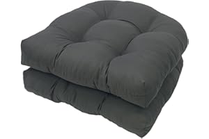 AHSBND Outdoor Chair Cushions Set Of 2 U-Shaped Garden Chair Seat Cushion 19'' X 19''Patio Wicker Overstuffed Seat Pad Loveseat Mats For Indoor Outdoor Furniture(Dark Gray)