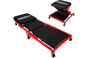 MECA24 Chariot de Garagiste et siège de mécanicien - Chariot de Visite mécanicien Pliable – 2en1 Planche et siège - 6 Roues pivotantes