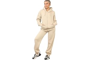 Aarhon J5fashion Women's Oversized Tracksuit, Zip-Up Hooded Track Top, Fit Jogger Suit Available in Sizes 8-16