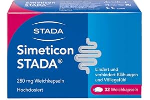 ‎SIMETICON Simeticon STADA 280mg - Medizinprodukt zur Linderung gasbedingter Beschwerden wie Bauchkrämpfe, Blähungen und Völlegefühl - 1 x 32 Weichkapseln