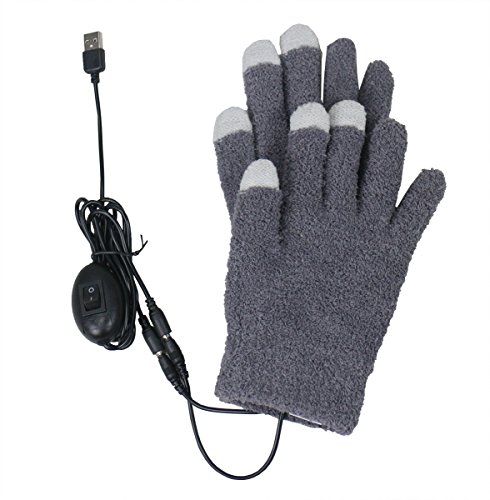 Preisvergleich Produktbild ObboMed MH-1005G Touchscreen USB 5V 6W Karbonfaser Beheizbare Handschuhe Langfingerhandschuh - Stromversorgung über Power Bank, PC, Computer-Anwendung für Smartphones, Tablets iPhone iPad, iPod, Notebook Handschuhe zum Texten; Grau - 21 x 10 cm
