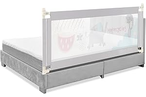 Maxmass Single Toddler Bed Guard, Height Adjustable Baby Bed Rail with Double Safety Child Lock, Anti-Fall Beds Mesh Guardrail for Twin & Double Bed (175 x 25 x 73-101cm, Grey)
