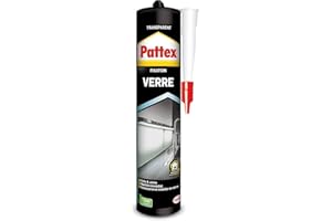 PATTEX Colle Fixation Verre , mastic de fixation pour éléments transparents, colle et jointe- Cartouche 300 gr