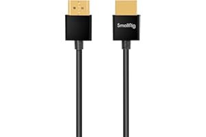 SMALLRIG Ulepszony Ultracienki Kabel HDMI 35cm/1,15 stopy (A do A), Niezwykle Elastyczny Cienki Przewód 4K, Szybka Obsługa 3D, 4K Przy 60Hz, Ethernet, ARC Typu A z Męskiego na Męskie do Kamery - 2956B