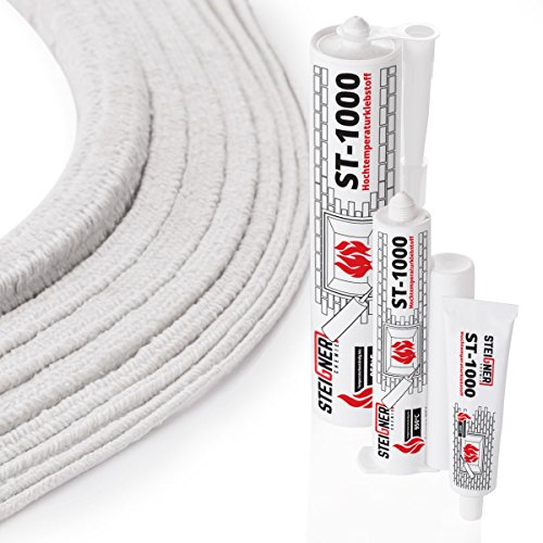 STEIGNER Hochtemperaturkleber für Ofendichtschnur Kamindichtung, feuerfest bis 950°C, 40ml, ST-1000 - 7