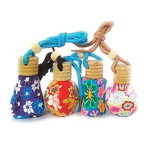 Mahak Rose & Lavender Car Air Freshener,Car Perfume with Essential Oils and Wooden Diffuser, Hanging Perfume Bottle Scent Diffuser for Cars, Natural Floral Fragrance Oil - Lasts 65 days, (Pack Of 2)