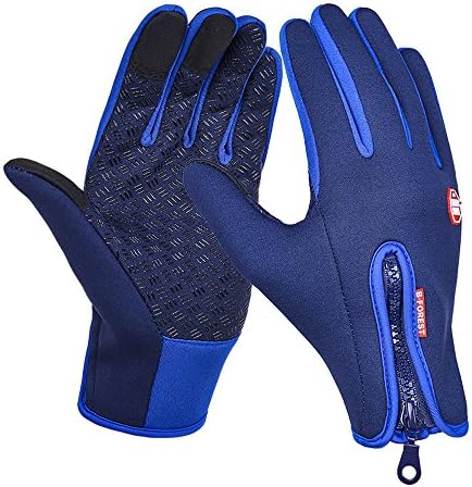 CBValley Windproof Touchscreen Sport Gloves Unisex Winter Outdoor Full Finger Gloves for Running Cycling Skiing Hiking Hunting Climbing Camping, Outdoor Sports in Winter (Blue, Small)