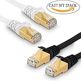 Cat 7 Ethernet Cable 5 ft 2 Pack - Fastest Cat7 Flat Ethernet Patch Cables 10GB - Internet Cable for Modem, Router, LAN, Computer, Switch - Compatible with Cat 5e, Cat 6 Network (5 ft 2 Pack)