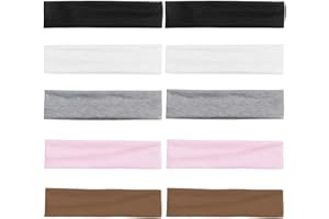 PHCOZY 10 Pcs Haarband Damen Dünn Sommer Stirnband Sport Stirnbänder Schweiß Haarbänder Weiches Elastisch Haarreife für Frauen Yoga Workout Fitness Headbands