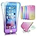 Produktbild Galaxy A5 2017 Hülle,Leeok für Samsung A5 2017 Double Side Full Body Silikon Schutzhülle Cute Elegant Retro Kreative Gradient Lila Blau Silikon Crystal Vorne und Hinten 360° Full Cover TPU Ultra dünn Case Vorne Hinten Beidseitiger Schutz Full Handytasche Durchsichtig Transparent Front Back Doppelseitig Touchscreen TPU Silikon Dünne Komplette Schale Bumper Case Cover für Samsung Galaxy A5 2017 + 1 x Schwarze Eingabestift-Purple Blue