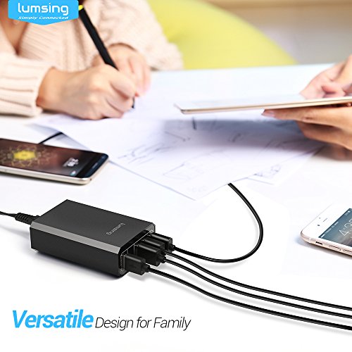 Lumsing Quick Charge 3.0 36W 4 Port USB Ladegerät Desktop Ladeadapter für Galaxy S7 / S6 / Edge / Plus, Note 5 / 4 und Smart Ports für iPhone 7 / 6s / Plus, iPad Pro / Air 2 / mini, LG, Nexus, HTC & mehr (Schwarz) - 8