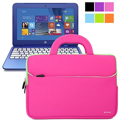 Tablet Schutzhülle 11.6 Zoll, Evecase Universal Neopren Tablet Case mit Vorderseitigem Zubehörfach für Tablet bis 11.6 Zoll Lenovo Acer Asus iPad Samsung - Pink / Grün XL