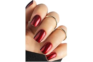 WAHRSHEI Cromo rosso Unghie Gel Adesive UV, 20 PCS puro Pellicola per Unghie Autoadesiva