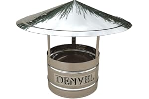 DENVEL Regenhaube Schornstein, Schornsteinabdeckung, Edelstahl Schornstein Rauchrohr Kaminaufsatz, Schornsteinaufsatz, Kaminhaube, Kaminh, Belüftungshut, Entlüften, Belüftung, Lüftung (110 mm)