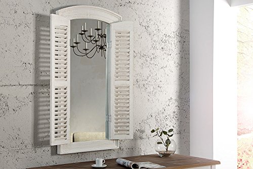 Romantischer Spiegel VIEW weiß 120 cm mit Fensterläden im Shabby Look Wandspiegel Standspiegel Landhaus-Stil - 4