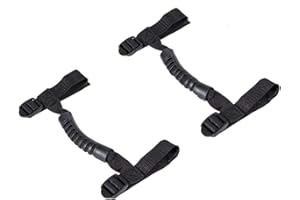 ANCLLO 2 Piezas de Marco de Barra de manija de Coche, Agarre de Agarre Modificado, Cuerda de tracción de Puerta de Techo Antideslizante/Apto para Jeep Wrangler 1987-2019 YJ TJ LJ JK JL (Negro)