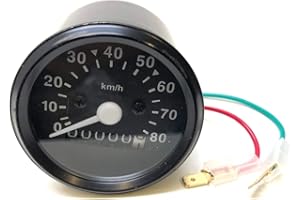 STREETPARTS24 Tacho 60mm schwarz bis 80 km/h mit Beleuchtung passend für Hercules Prima 2 3 4 5, Simson S50 S51 S53 S70, Zündapp, Kreidler, Puch – Tachometer für Mofa, Mokick schwarzes Ziffernblatt + weiße Anzeige