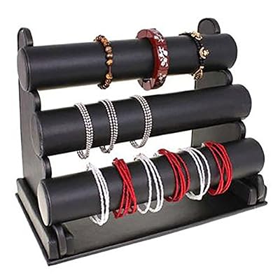 Présentoirs pour Bijoux Presentoir à bijoux, bracelets colliers et boucles jonc Simili cuir - Noir (L) 32 x (p) 17 x (h) 27 cm