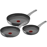 Tefal Renew On Set of 3 Frying Pans 7.9/9.4/11 Inch Made of 100% Recycled Aluminum, Ceramic Non-Stick Coating, Thermo-Signal,