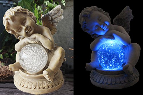 Solarleuchte Engel mit Kristallkugel Blau Solarlampe Gartenleuchte LED Lampe NEU