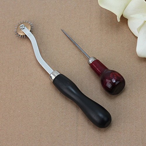 Musuntas Nützliche Leder Überstich Ahle Werkzeug Pin Sewing Stanzloch-Maschine Drucktuch Rad/Einrollscheibe/Scriber/Scanlinie, Stichabstand 4 mm - 4