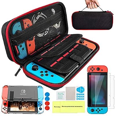 Th-some Etui pour Nintendo Switch - 14 en 1 Protection Switch Housse, Nintendo Switch Housse, Le kit d'accessoires pour Nintendo Switch 20 porte jeux, Protection Transparente, Protection écran, Thumb Grip