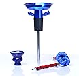 Douup Portable Bottle Hookah Stem, Hookah Shisha Set/Kit, Ceramic Shisha Bowl, Hookah Hose, Stem, Suitable for Glass Bottles, Wine, Champagne,Blue