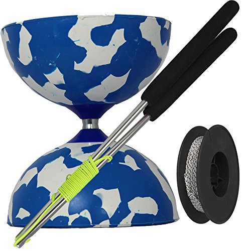 Juggle Dream - Diábolo Jester, Palos de Control de Aluminio y Cuerda Profesional de 10 m, Color Plata (AMPAC-003/BW)