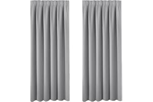 BellaHills Blackout Curtains 2 Panels Set Room Darkening Drapes Thermal Insulated Solid Pencil Pleat Window Treatment Pair for Bedroom, Nursery, Living Room, Dove Grey