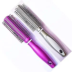 Wow Round Rolling grey and pink color nice Comb Hair roller Brush For Men And Women | pack of 2