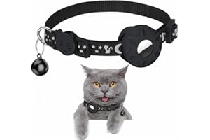 Duojin Collar de gato con AirTag reflectante con campana y hebilla de seguridad para gatitos cachorros (Schwartz)