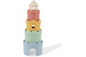 ZICRO Jouet de Tasses empilables, Jouets de Dentition, Tasses empilables, Anneaux de Dentition en Silicone de qualité Alimentaire, 6 Mois et Plus, Jouet de Bain Doux